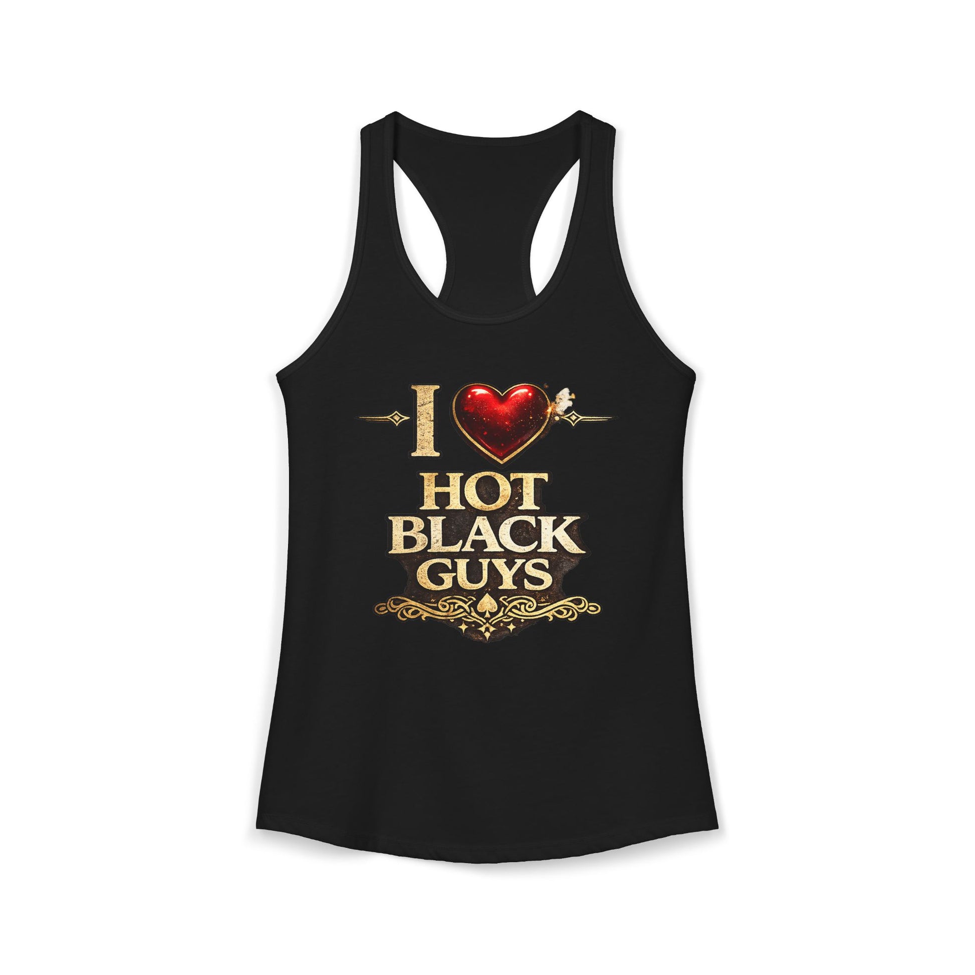 Woman wearing I Love Hot Black Guys tank top
