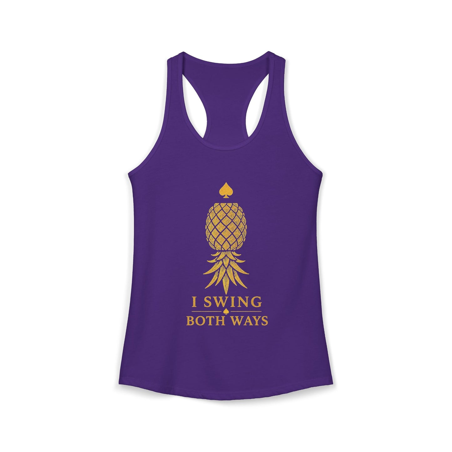 Woman wearing I Swing Both Ways tank top