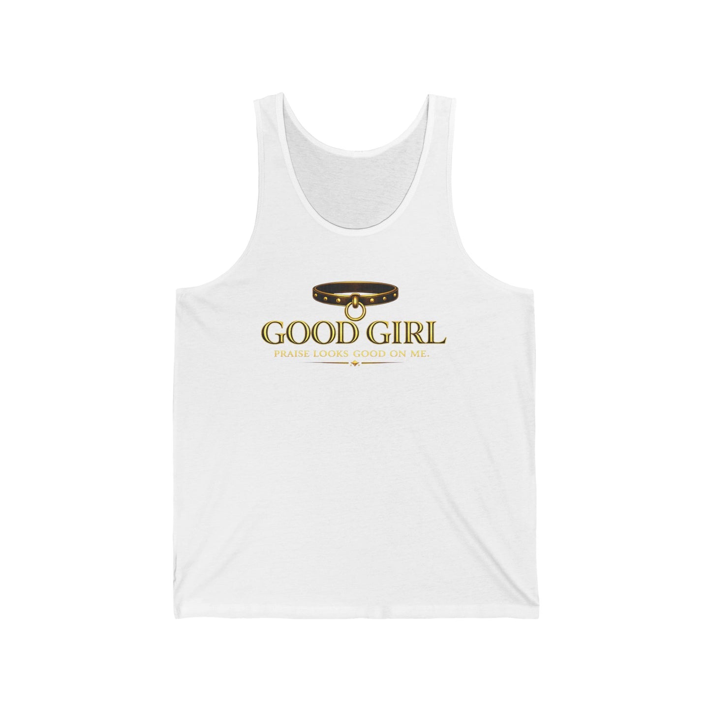 Woman wearing Good Girl Chosen and Treasured tank top