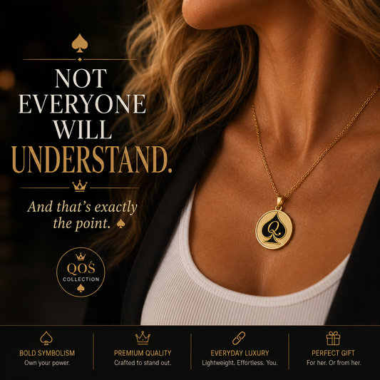 Gold Queen of Spades pendant necklace