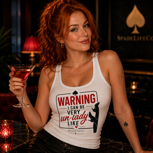 Warning Very Un-Lady Like tank top bold statement design