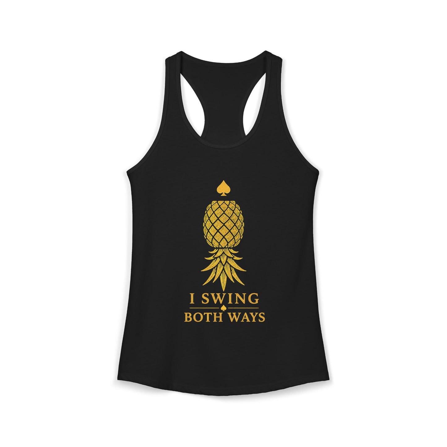 I Swing Both Ways tank top close-up design detail
