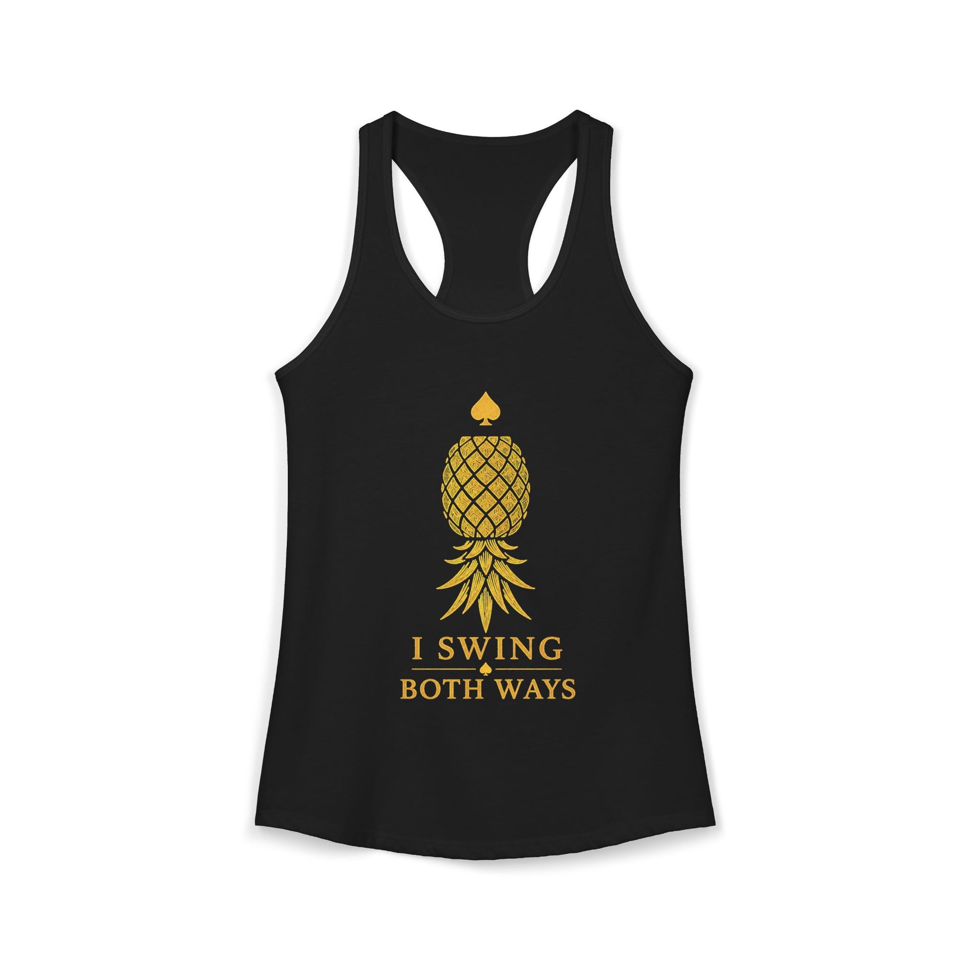 I Swing Both Ways tank top close-up design detail